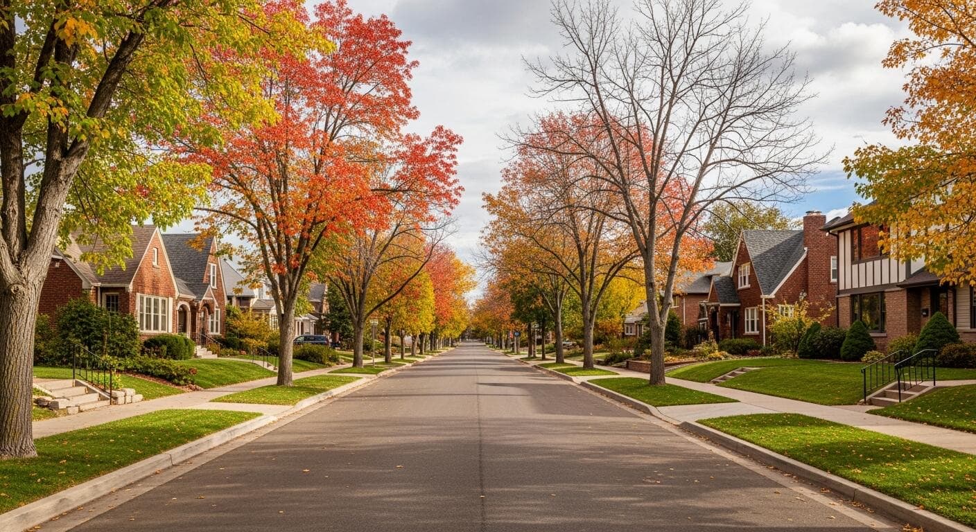 Streetscape and homes in Cory-Merrill, Denver