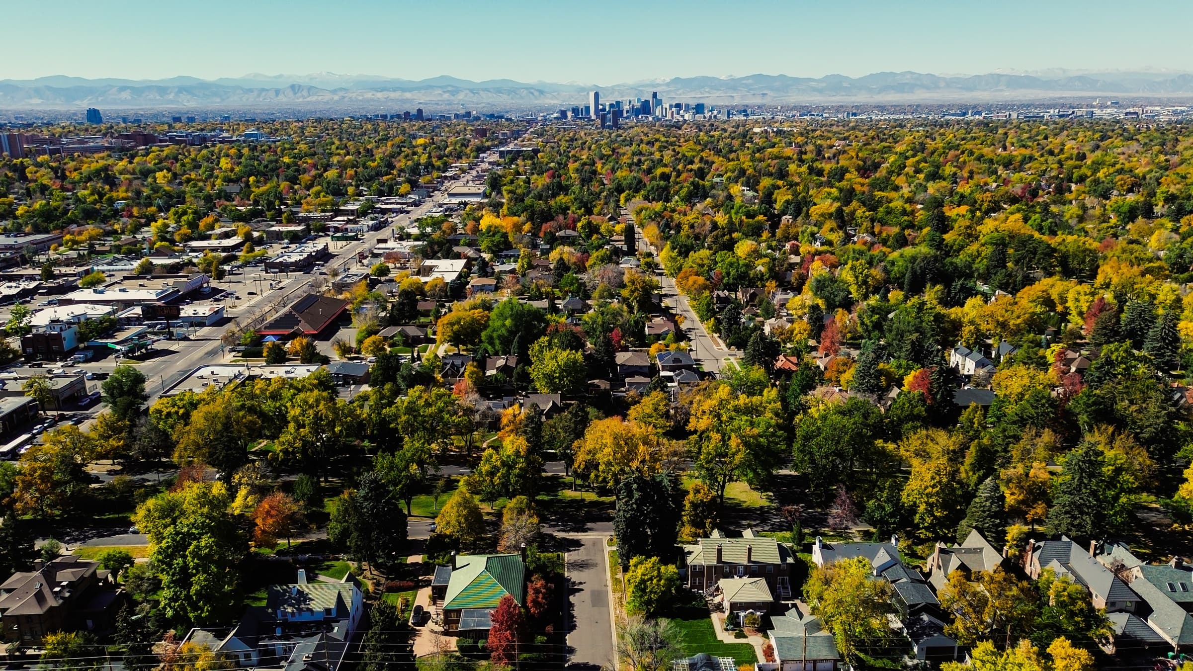 Streetscape and homes in Englewood, Denver